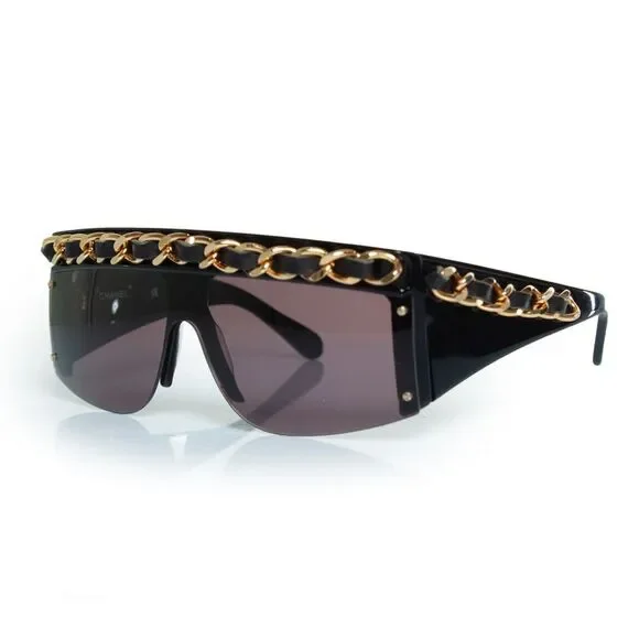 Chanel, vintage black chain sunglasses - Picture 2 of 8